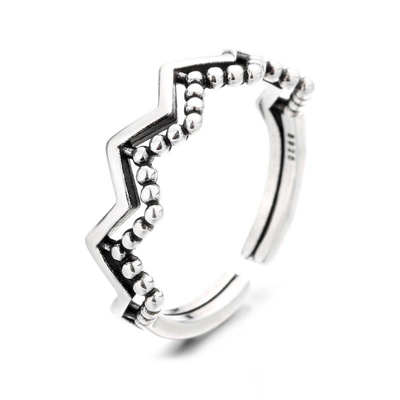 

Кольцо Tide Cold Wind Joint Ring Tail Ring Open Personality Hong Kong Flavor Three-Layer Wave Retro Retro Geometry Ring Opening adjustable