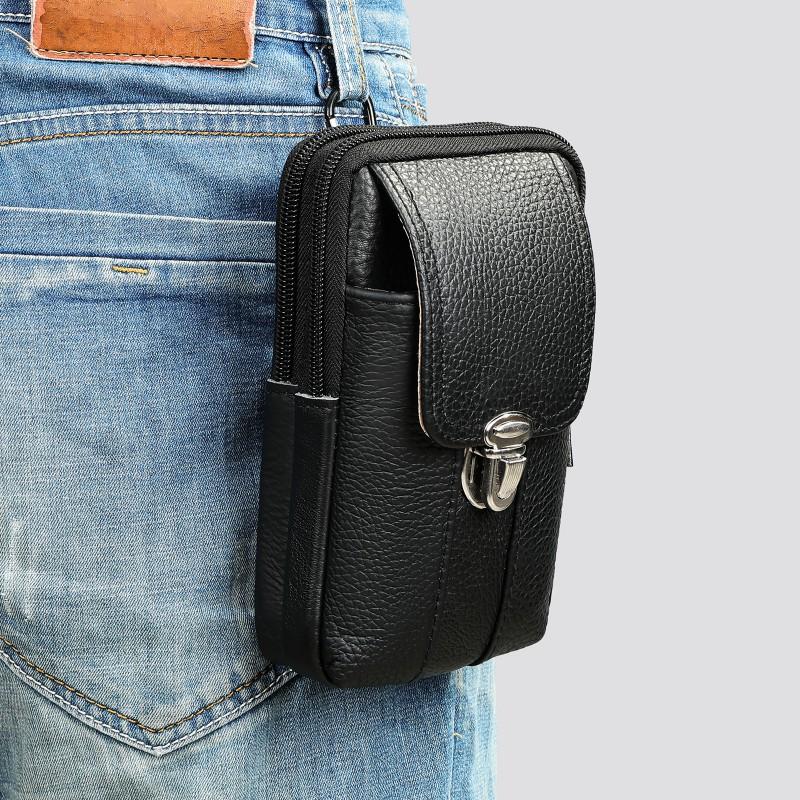 New Genuine Leather Men's Waist Bag Work Multifunctional Belt Wearing Mobile Phone Head Cover Layer Cowhide
