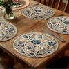 Heat Insulation Floral Table Placemat Embroidery Round Dining Mat  Party Table Decoration