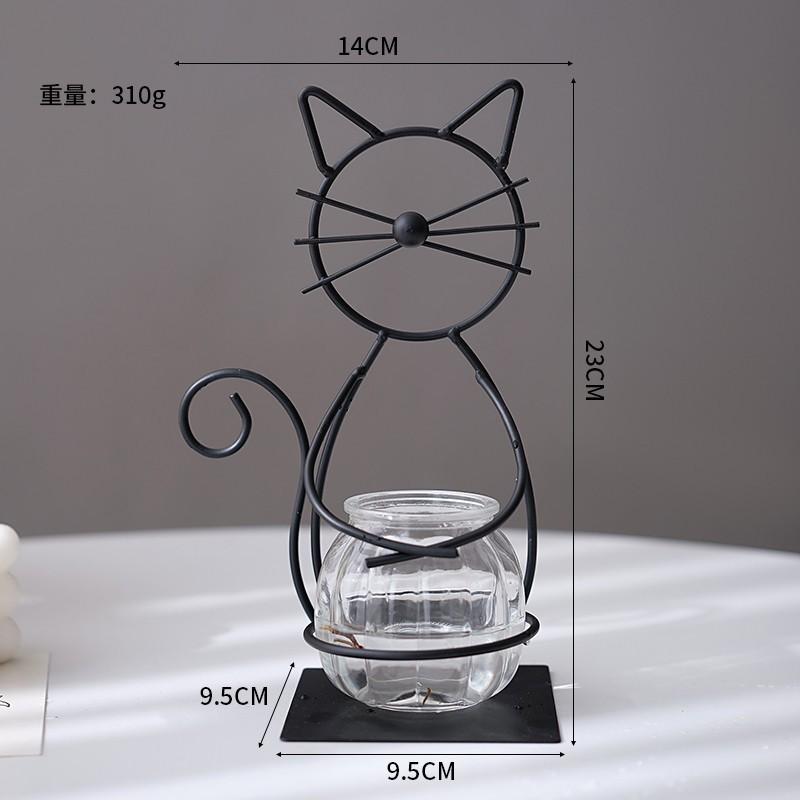Metal Cat Flamingo Desktop Heart Glass Planter Terrarium Vase Stand Holder Indoor Hydroponic Propagated Plant Jars Garden Decor