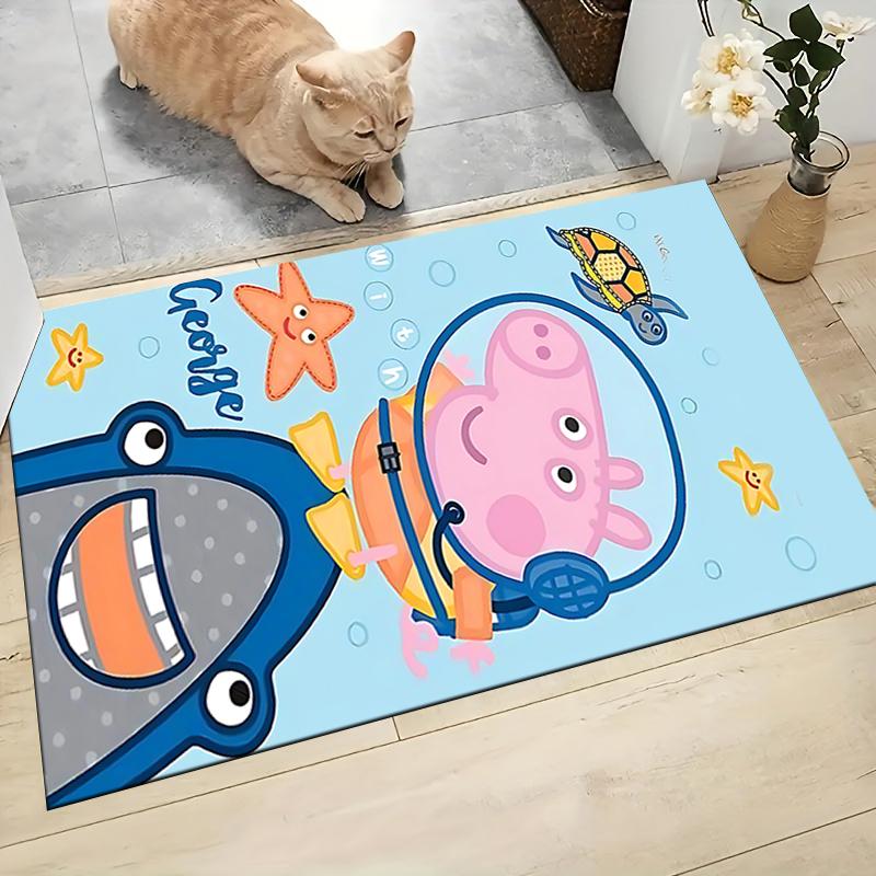 1Pc Peppa Pig'S Playful Day Carpet Rug Customizable Soft Washable Antislip Home Living Room Sofa Mats Personalized Rug 0917107