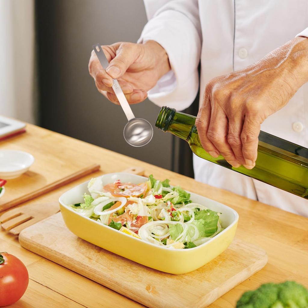 Uxcell 5-Piece Measuring Spoon Set, 14 Tsp, 12 Tsp, 1 Tsp, 1.5 Tsp, 3 Tsp (1.25 Ml, 2.5 Ml, 5 Ml, 7.5 Ml, 15 Ml) - 430 Stainless Steel Single