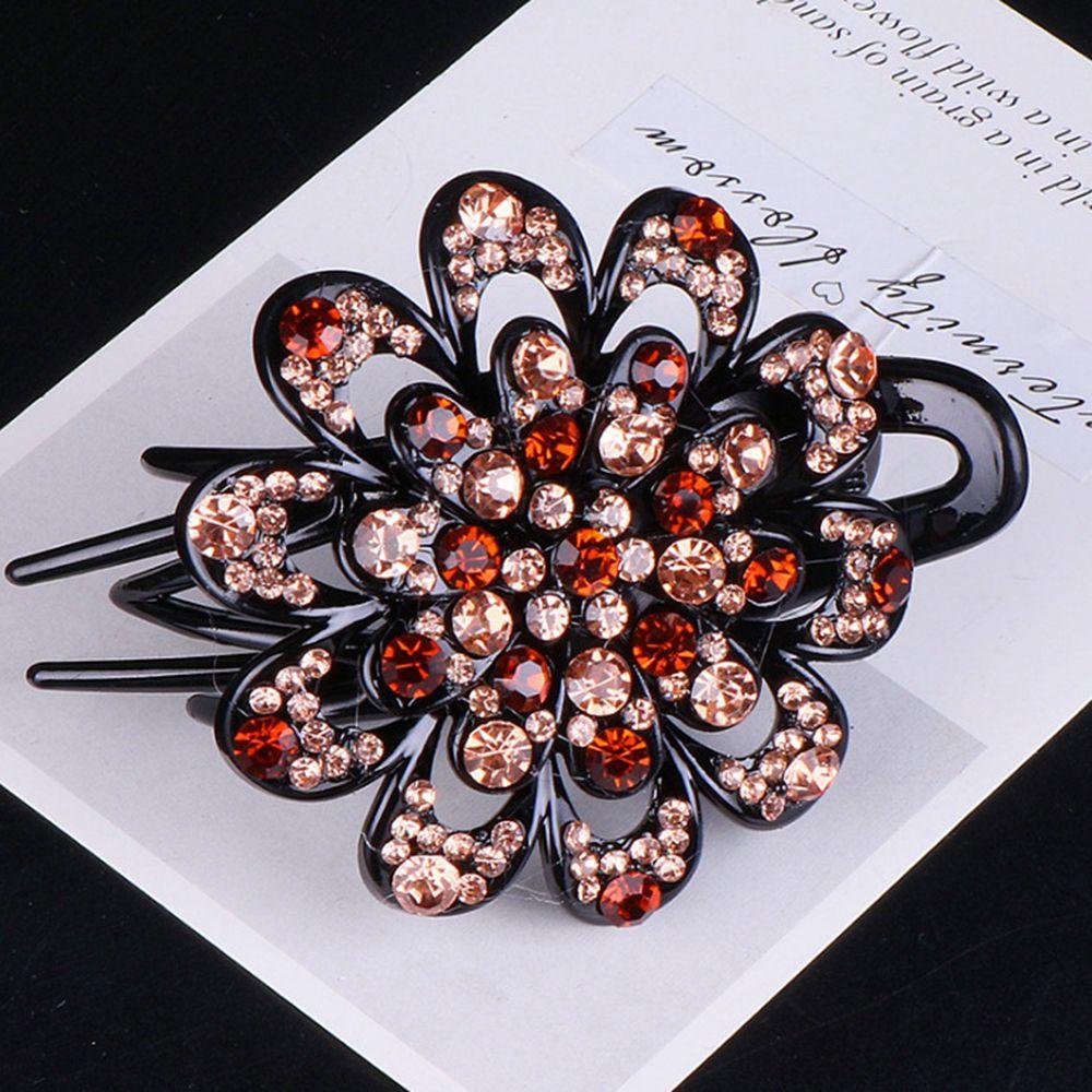 

Accessories Durable Flexible Crystal Flower Rhinestone Hair Clip Hairpins Dovetail Duckbill Pins шампанского