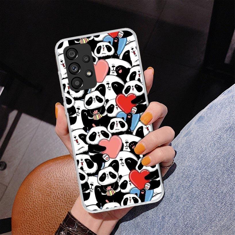 Cartoon Cute Panda Bear Phnoe Case for Samsung Galaxy A17 A37 A57 A16 A26 A36 A56 A15 A14 A13 A55 A54 A53 A35 A34 A33 A25 A24 A2