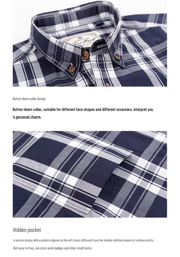 Men's Carbon Brushed Long-Sleeve Plaid Cotton Shirt