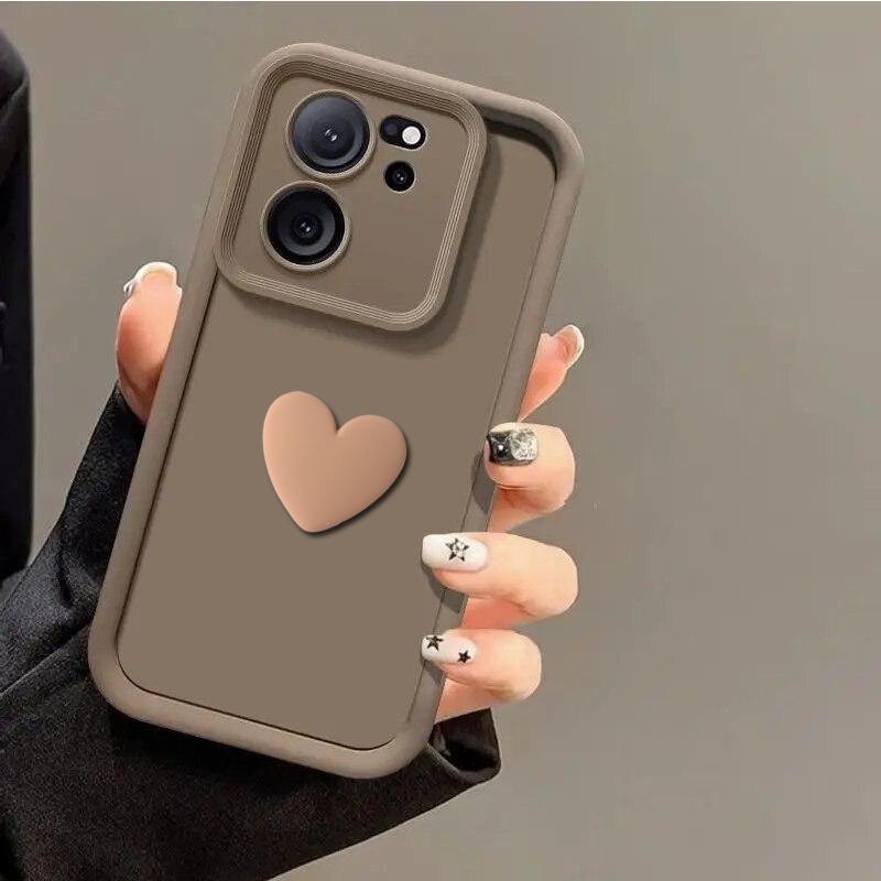 

3D Lovely Heart силиконовый чехол для Xiaomi Mi 13T 12T 13 12 Lite 11 14 Poco F6 X6 X5 Pro X4 GT X3 M6 M4 M3 F5 F4 F3 C65 C55 C61 милый чехол мягкий TPU чехол Xiaomi Mi 13Lite кофейный
