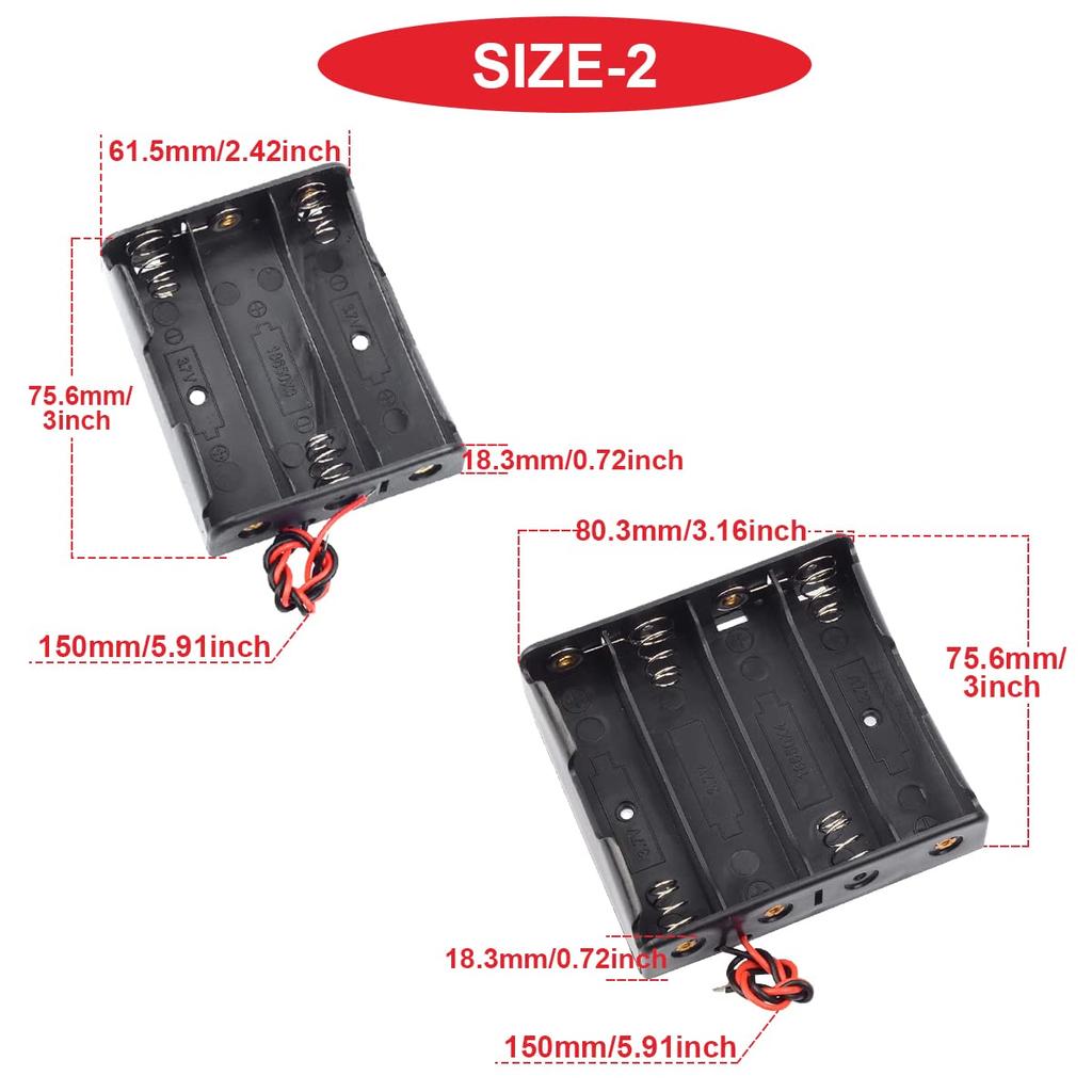 18650 Battery Storage Box Case 1 2 3 4 Slot DIY Plastic Batteries Clip Holder Container With Wire Lead For 18650 3.7V Batteries