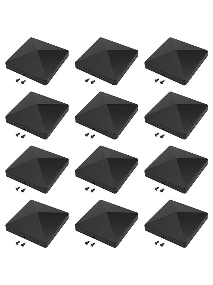 4x4 Post Cap Black Plastic Pyramid Cap Home Improvement Outdoor Use 102.5*102.5 Mm Easy Installation Heavy Duty Construction