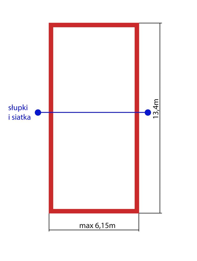 Badminton court lines, adjustable [max field width 6.15x13.4m] tape width 4cm, blue, ground attachment: pins