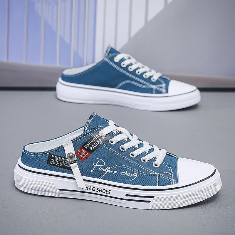 Autumn new breathable bag head drag men's canvas shoes casual men's shoes half drag student tide shoes