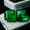 Green Emerald Pair Loose Gemstone CERTIFIED Square Cut Natural 18.12 Carat m-25 008 00H