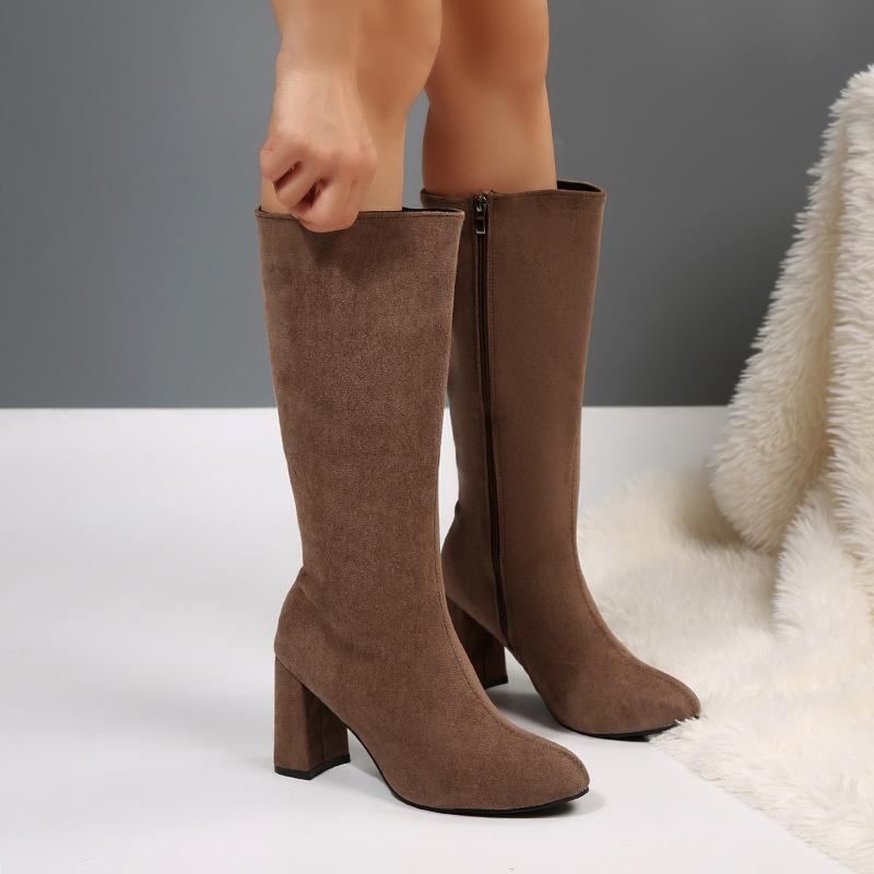 

Винтажные женские ботфорты на толстом каблуке, модные туфли для вечеринки с острым носком, осенне-зимние, современные длинные боты для женщин 35