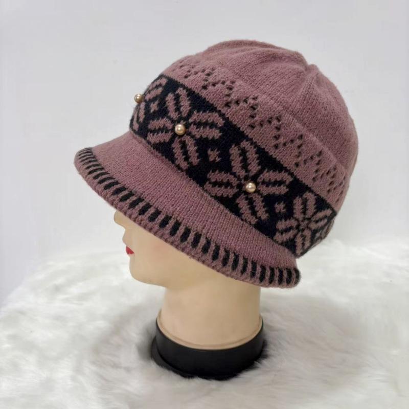 

New Knitted Hats for Women Mom Hats Grandma Hats Fashionable and Simple Woolen Hats Plus Velvet Fisherman Hats Basin Hats