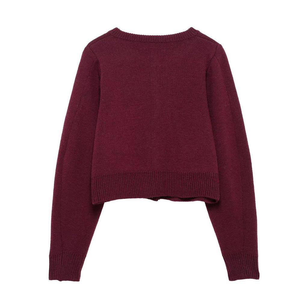 2024 Winter Women's European & American Style Round Neck Long Sleeve Knitted Cardigan & Half Skirt Set