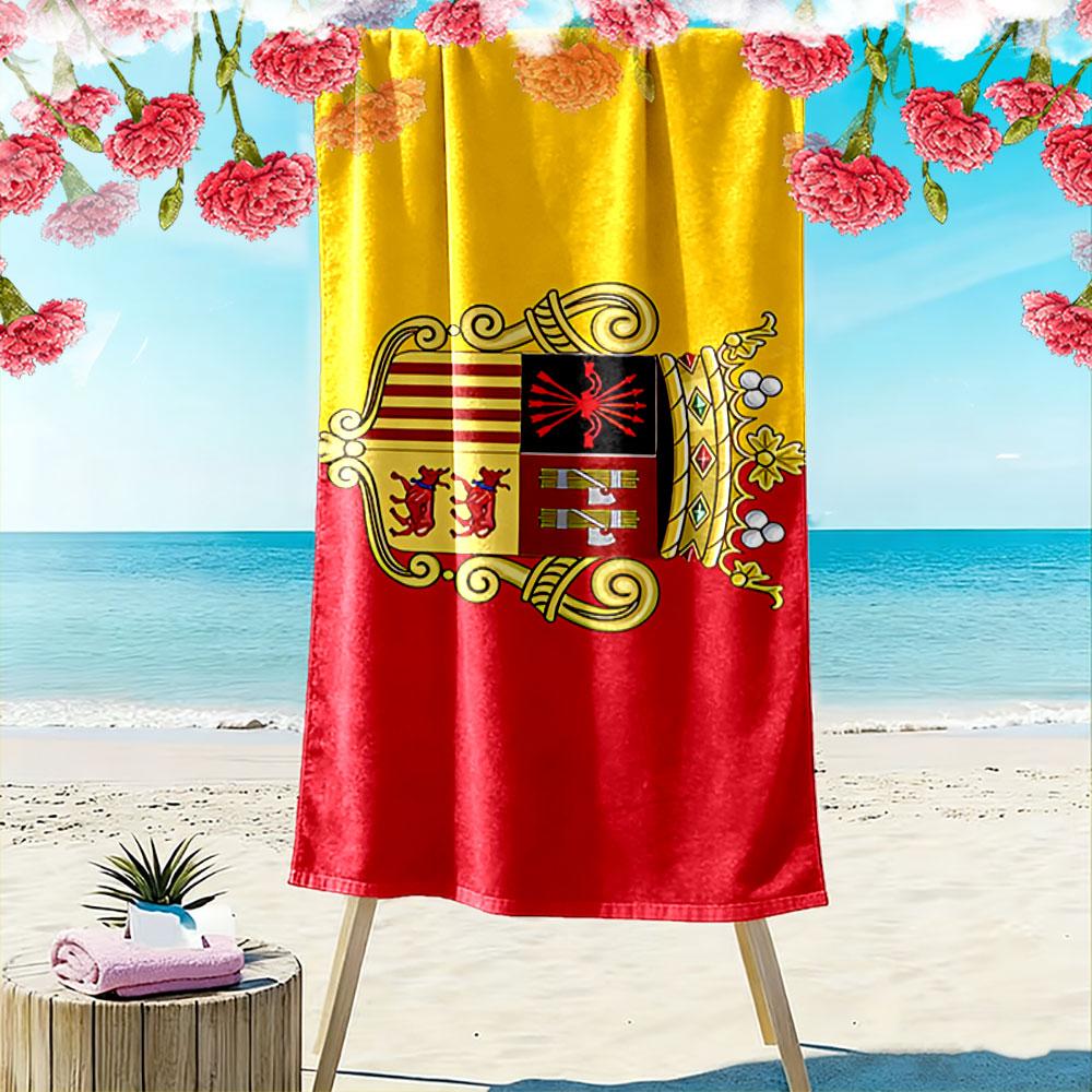 Giant Beach Towel with Spanish Coat of Arms Shield Crest, Quick Dry Microfiber, Soft and Absorbent, for Beach Pool Travel Gift