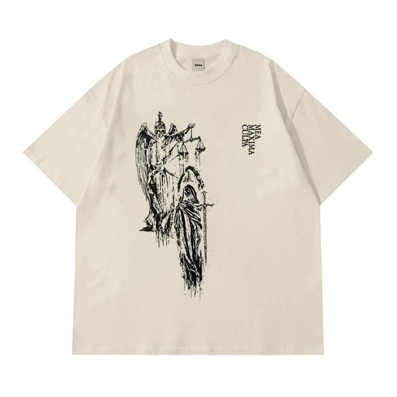 Mens TShirt Atrium Black Graphic 100 Cotton Printed Oversized Vintage Short Sleeve Tees Tops Y2k Streetwear Korean Clothes