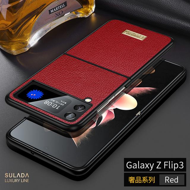 

Чехол для Samsung Galaxy Z Flip 3 5g, кожаный чехол Z Flip3, искусственная кожа + жесткий корпус из ПК, ультратонкий, тонкий, прочный защитный чехол for Galaxy Z Flip 3 красный