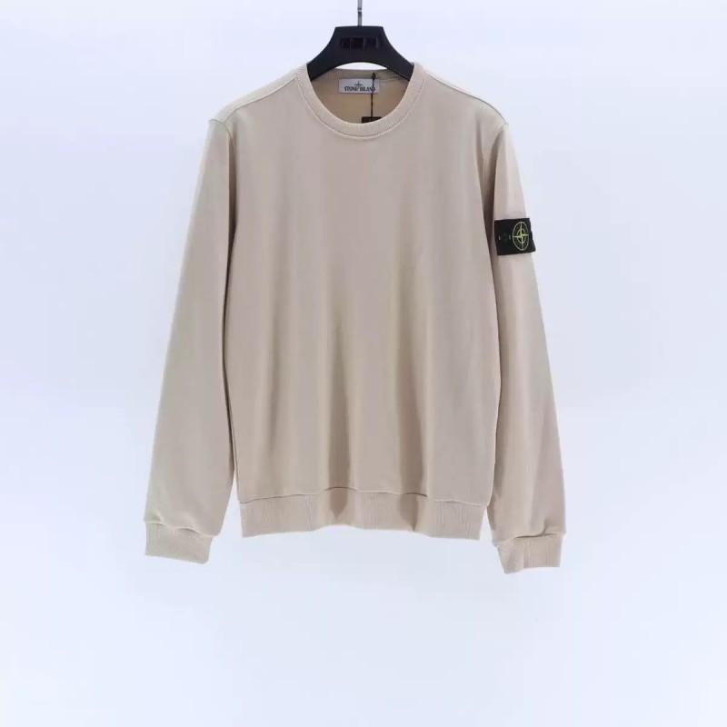 Classic Stone Island Solid Color Crewneck Sweatshirt Badge Long Sleeve Loose Fit Couples