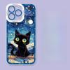 Starry Night Black Cat Case for Realme C53 C55 C67 C63 C33 C30 C35 C51 C21Y C25Y C20 7i 8i 9i 9 10 12 Pro Plus 8 9 Pro 5G Cover