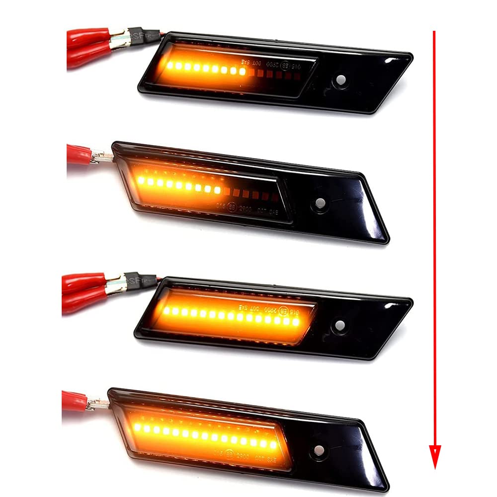 2Pcs Dynamic LED Fender Side Marker Lamp Fender Turn Signal Light Indicator Blinker Compatible with BMW 3 5 7 Series E32 E34 E36