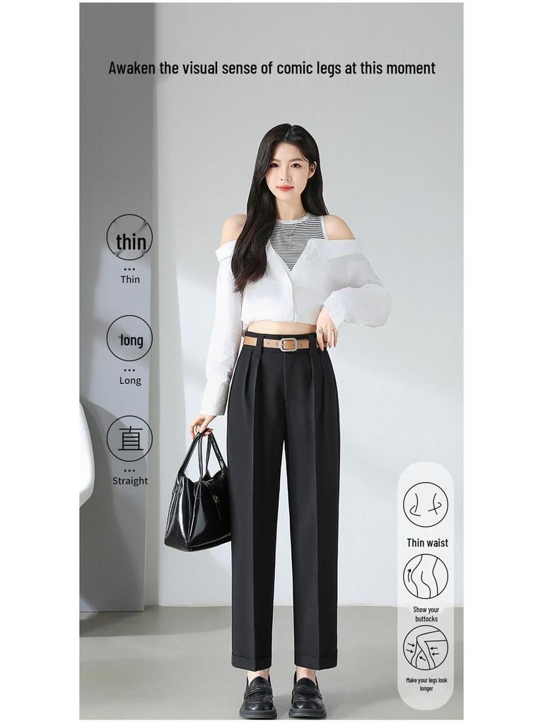 Costume Pantalon Harem Taille Haute pour Femme - Pantalon Cigarette Droit Décontracté Printemps/Été