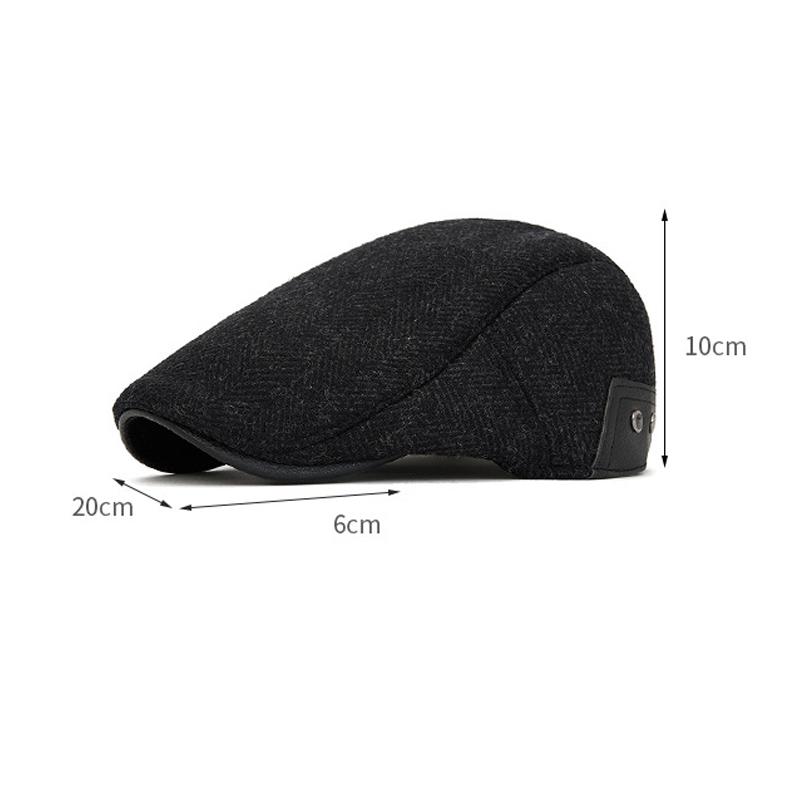 Men's Thick Ear Protecting Forward Cap Elderly Winter Wool Retro Forward Cap Newsboy Cap