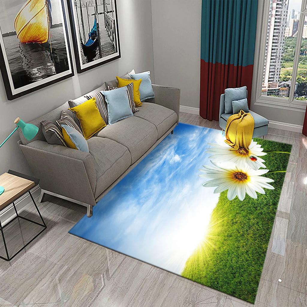 3D Flowers In The Morning Light Carpet for Kids Play Crawling Mat Boys Girl Bedroom Bedside Decor Floor Rug Living Room Carpet