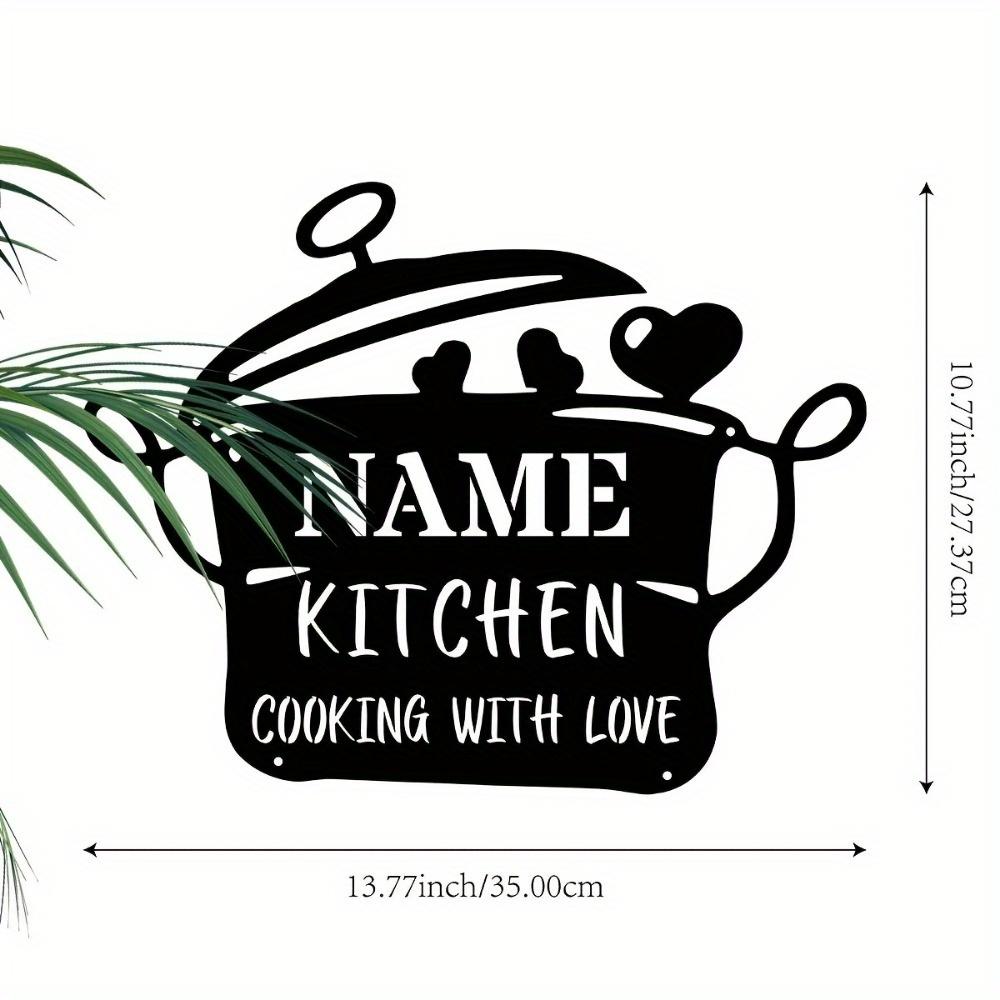 

Unique Retro Metal Kitchen Wall Art Cooking Heart Customizable House Name Plaque Indoor Outdoor Reusable 35cm