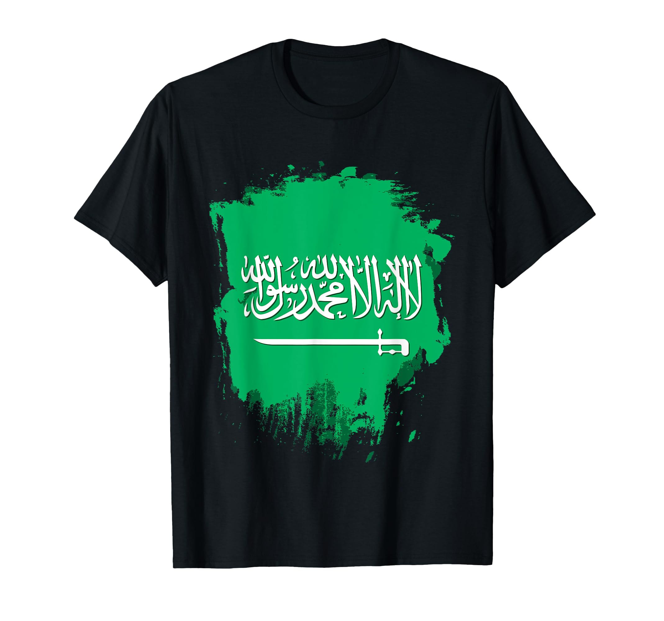 Proud Saudi - Saudi Arabia Flag T-Shirt - Arabic Calligraphy T-Shirt