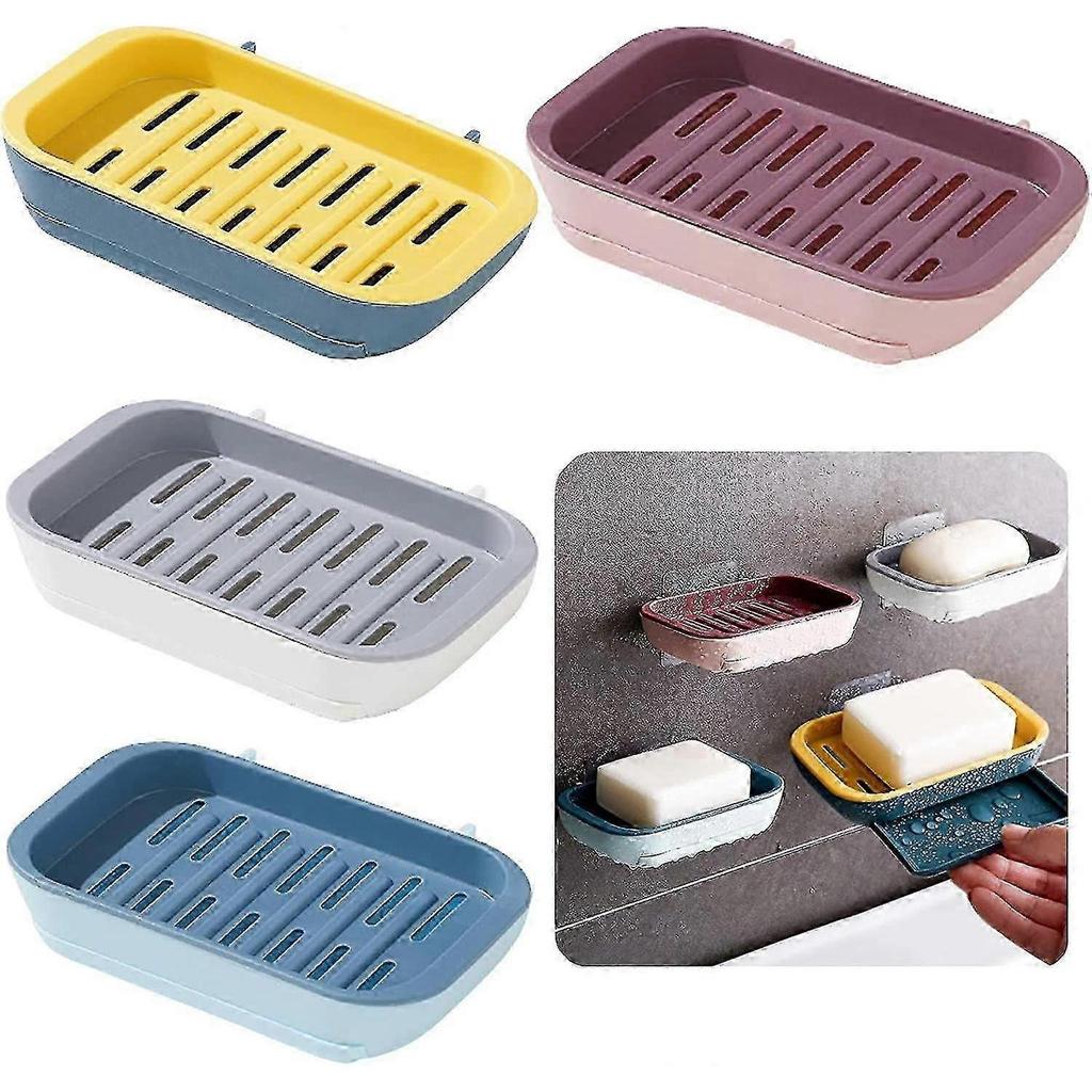 Soap Holder 4 Pieces Soap Shell Soap Box Dual Layer Self -empty Soap Shell Gift