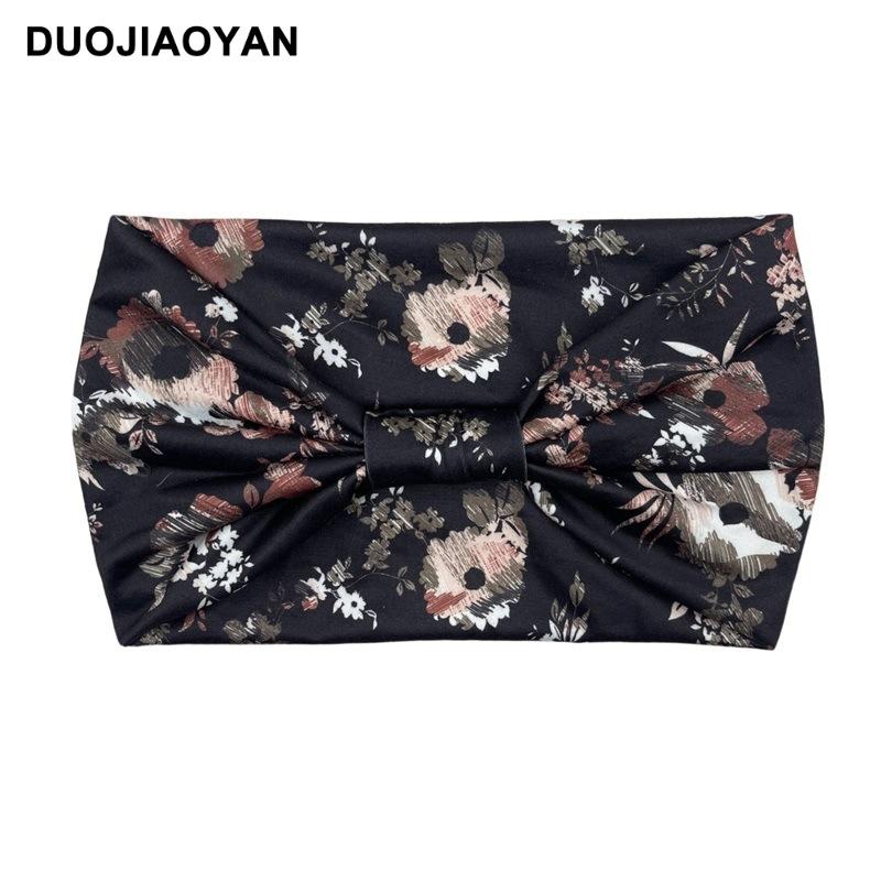 Knot Headband, Color Blocked Pattern Printed Sports Headband, Fashionable Polka Dot Wide Edge Elastic Headband