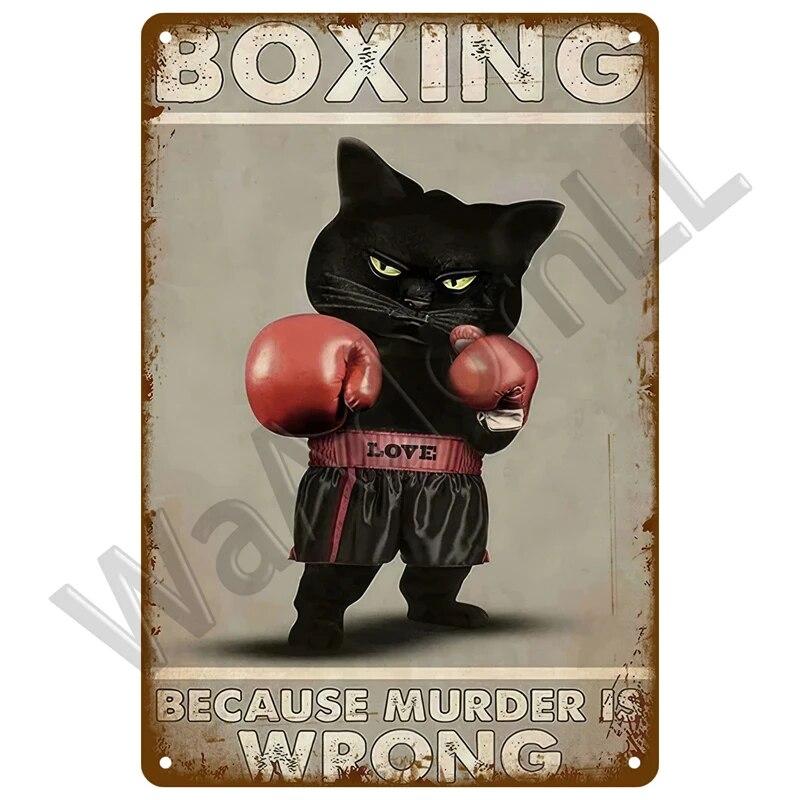 Retro Black Cat Metal Sign Poster Funny Cat Tin Sign Animal Vintage Plaque Home Decor Wall Art Pet Shop Garden Dog Bar Plaque