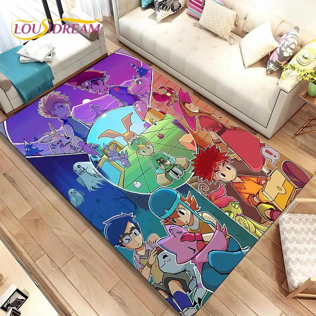 Çizgi Film Digimon Adventure Alan Halısı Büyük, Oturma Odası Yatak Odası Kanepe Giriş Halısı Dekorasyonu için Halı, Kaymaz Zemin Matı Kaplaması 3D
