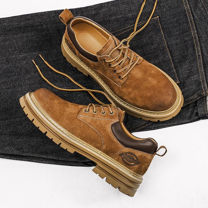 Martin Boots Men's Low-top British Style Retro Leather Shoes Tooling Sports Rhubarb Shoes Fashion Casual Versatile Men's Shoes