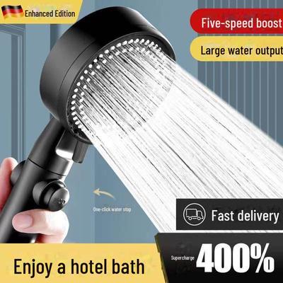 Black Warrior Multi-Function Adjustable Shower Set with Booster and Water-Stop Feature