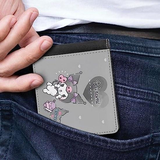 Emzlikne Sanrio Kuromi Wallet Mens Large Capacity Coin Purse Thin Womens Slim Mini Popular Business Long Genuine Leather