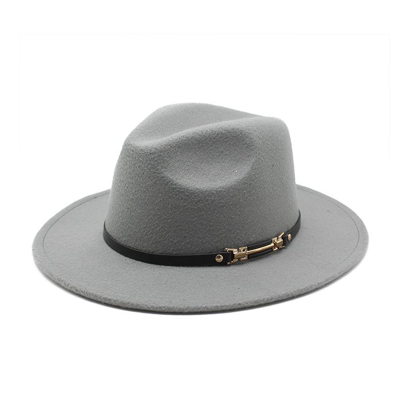 Wool Top Hat Jazz Hat Retro Black Wool Woolen Jazz Hat Flat-Brimmed Big Eaves Hat Jz-70