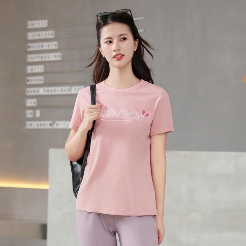 Spring-Summer Women's Casual Crew Neck Short Sleeve Solid Color Loose T-Shirt