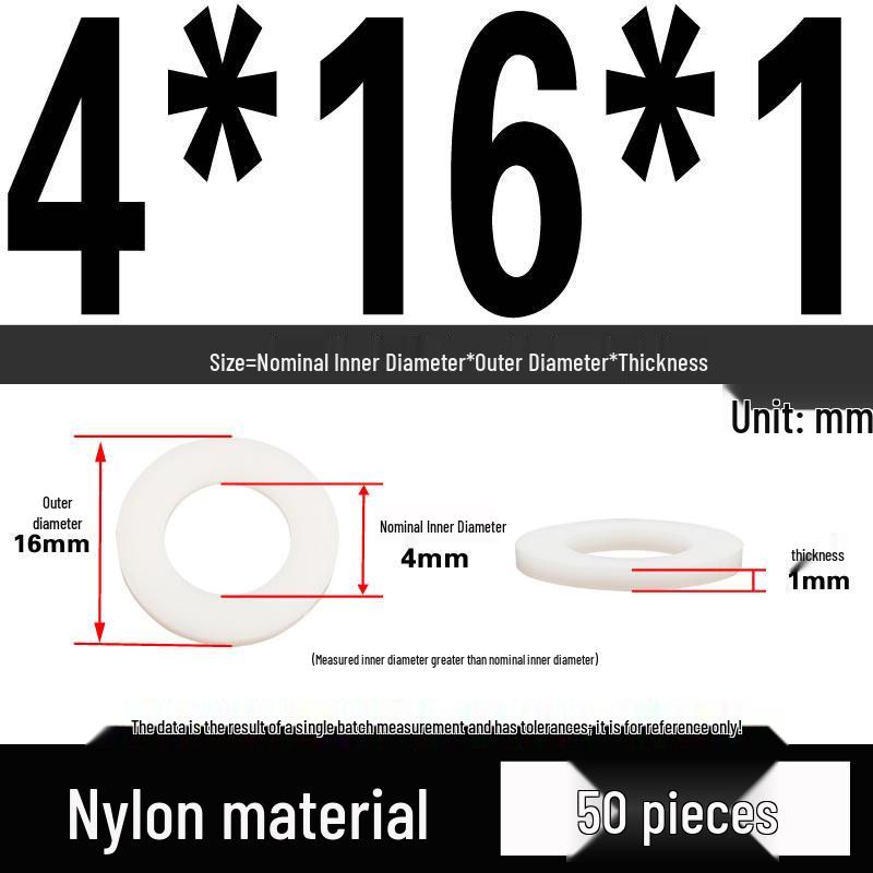 White Wear-Resistant Nylon Flat Washer Round Plastic Insulating Gasket M4-M20