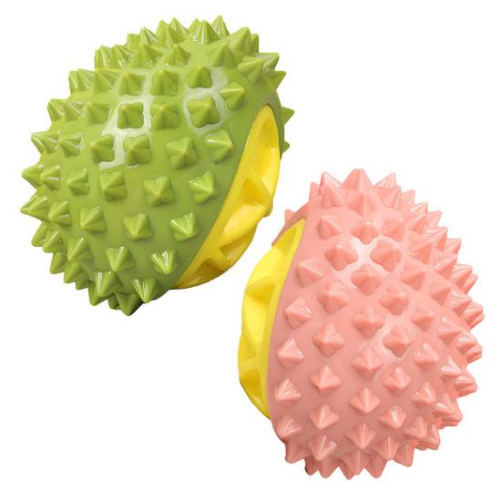 Squeaky Durian Dog Toy Spiky Durian Dog Chew Toy Teeth Cleaning Toy for Aggressive Chewers Outdoor Training Fetch Game