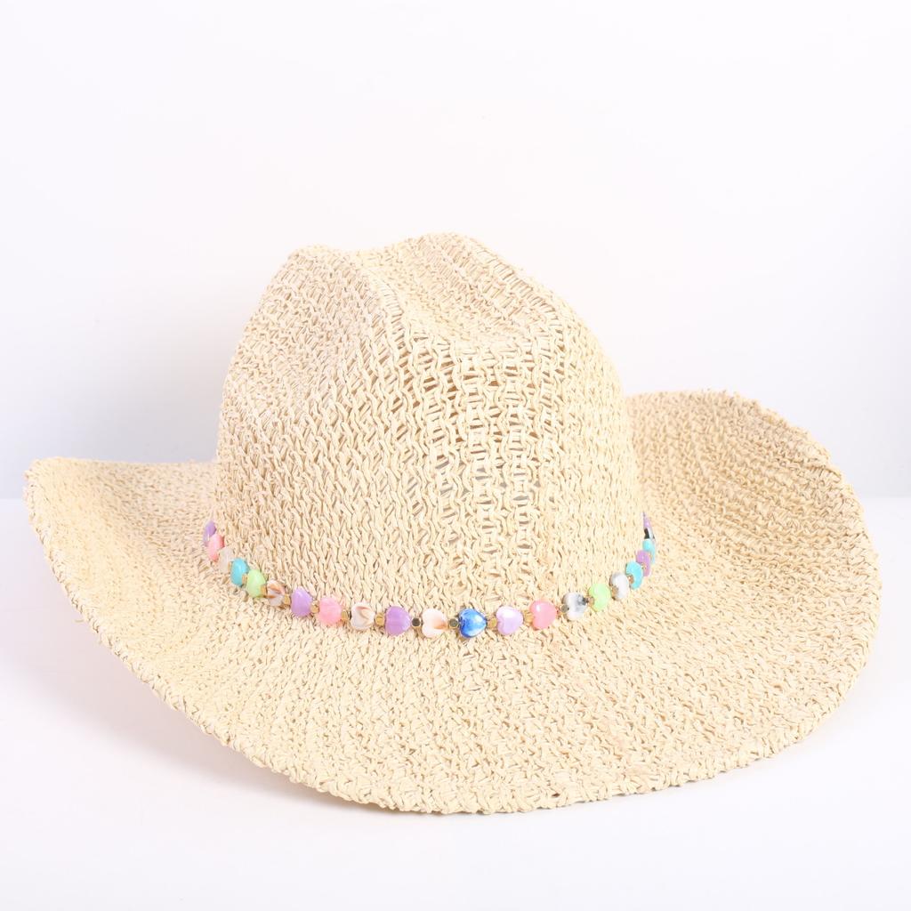 Popolare Cappello di Paglia Classico Western da Cowboy Estivo Vuoto con Ampia Tesa Cappello da Sole Cappello di Paglia Intrecciato a Mano