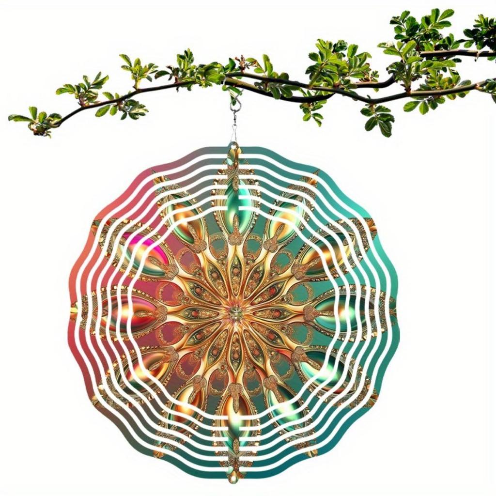 360 Degree Swivel Hook 10 Inch Hanging Wind Spinner Vibrant Colors Metal Design for Outdoor Garden Patio Balcony Decor Spring Summer