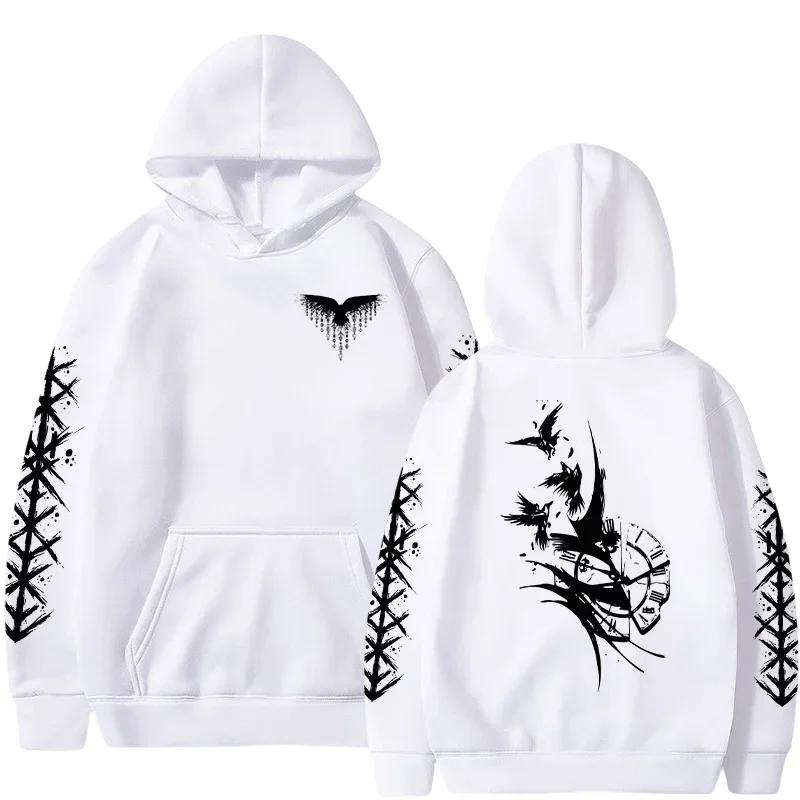 

New Men s Autumn and Winter Hoodies Sweatshirts Crow Ancient Bell Print Adult Fashion Leisure Sports Long Sleeve Pullover Tops S
