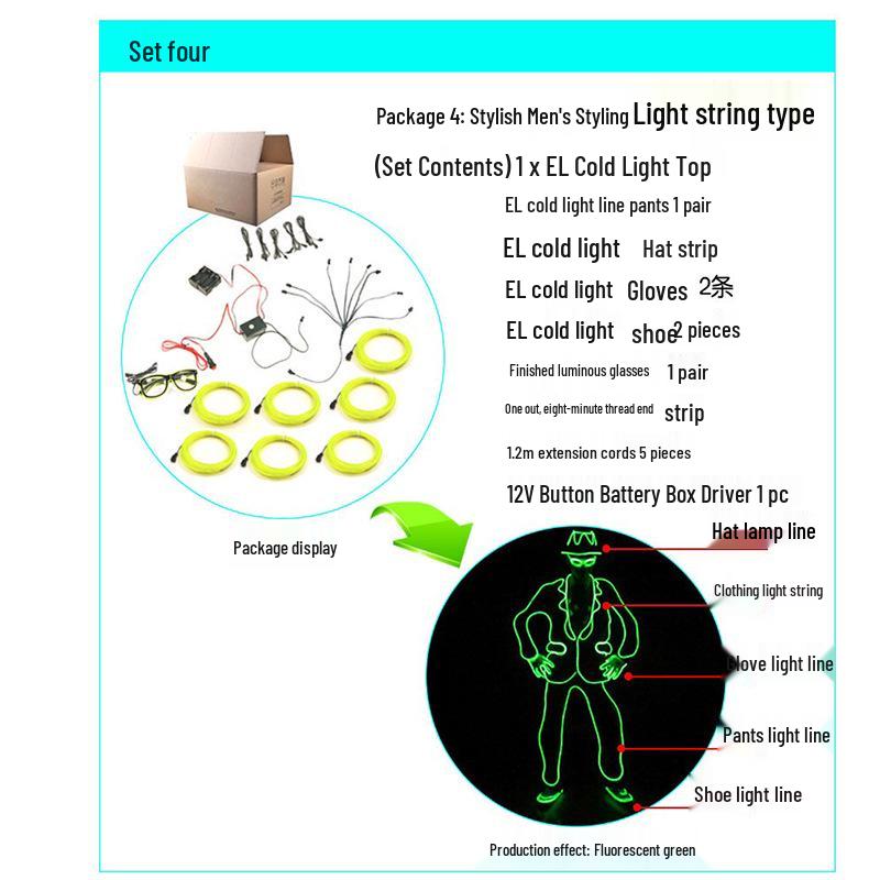 Costume da Danza del Filo Luminoso a LED da Uomo - Abbigliamento Fluorescente per Festival & Feste