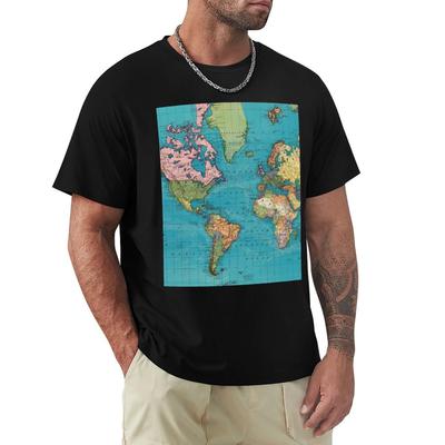 T-shirt Carte du Monde Vintage 1897 tops pour fans de sport t-shirts coupe ajustée pour hommes