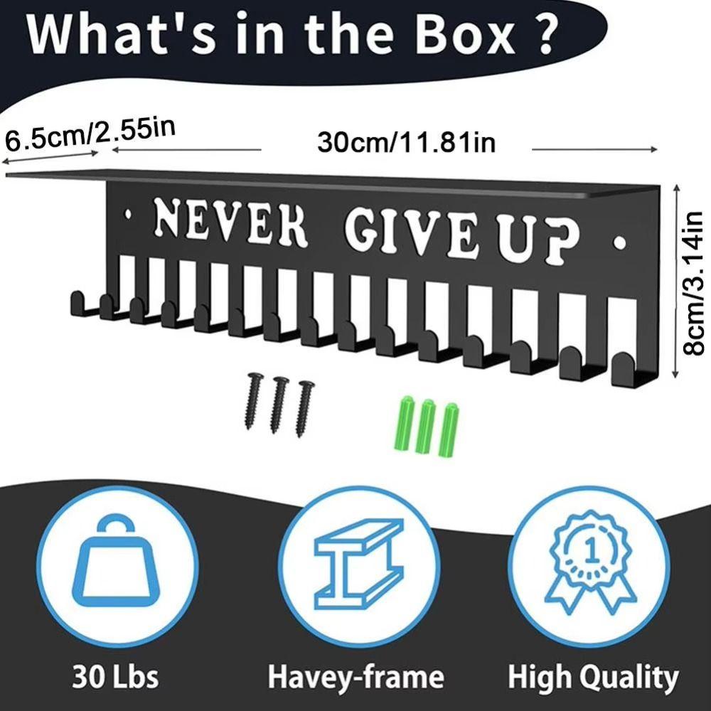 Durable Wall Mount Medal Display Stand Metal Large Capacity Medal Hooks Medal Storage Rack for Racing Sports Karate