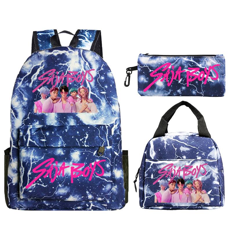 Kpop Peripheral Printing Student Schoolbag Large Capacity Casual Backpack Three-Piece Set