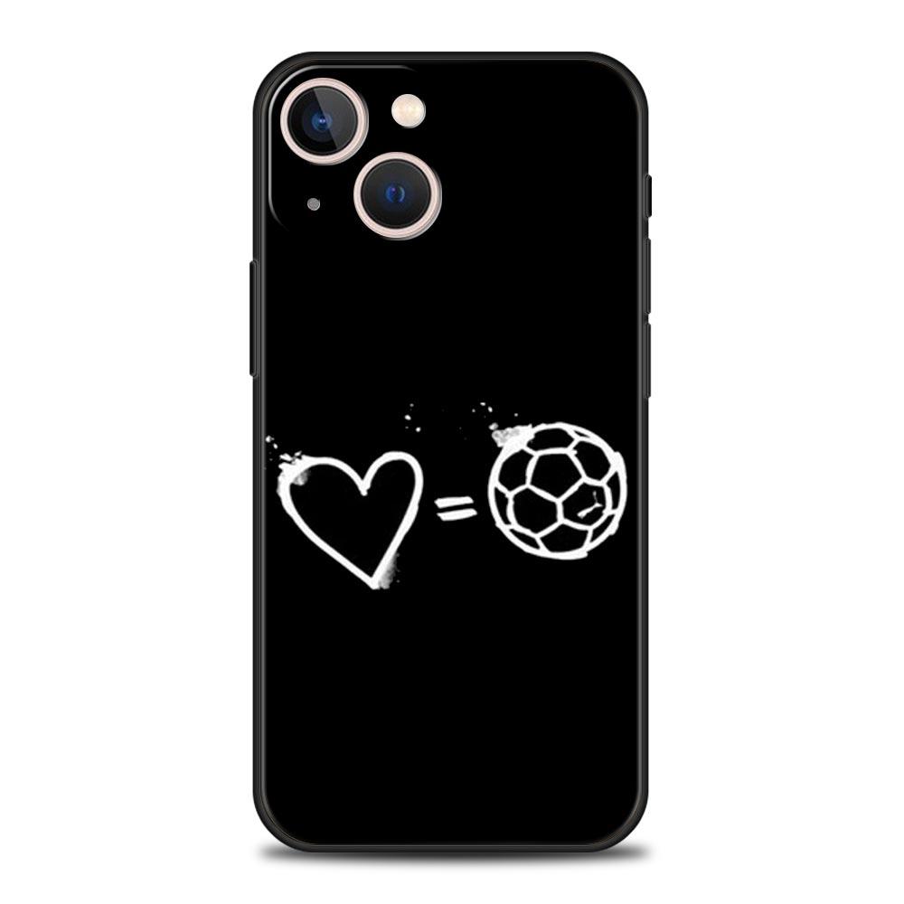Phone Case For iPhone 17 16e 15 14 13 12 11 Pro Max SE 7 8 Plus Shell iPhone 16 Soft TPU Cover Soccer Heartbeat
