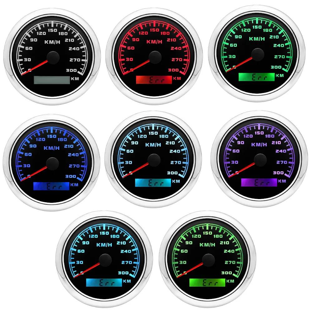 HD 7 Color Backlight Waterproof 300KM/H 85MM GPS Speedometer Gauge Universal Boat Car Odometer Speed Gauge WIth GPS Antenna