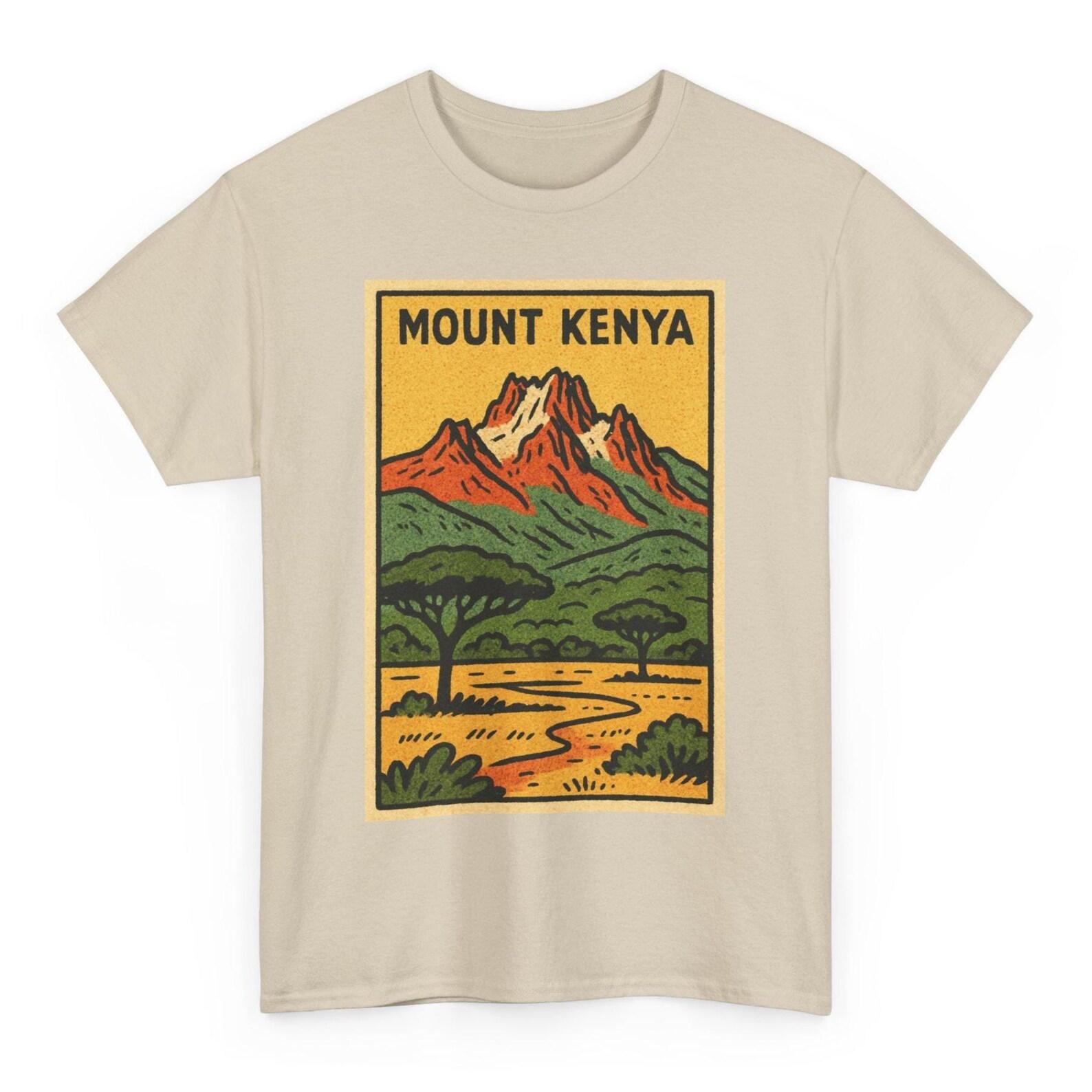 Mount Kenya T-Shirt: Retro Comic Africa Peak Hiking Tee XL